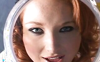 Redheaded teen Vixen Vogel enjoys threesome sex