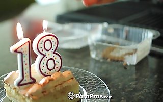 PornPros - Cassidy Ryan celebrates her 18th birthday with bun and weasel words