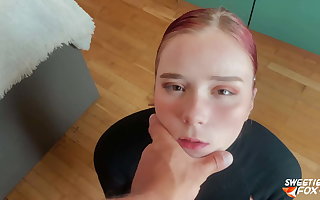 Man fucks obedient redhead in element and pussy