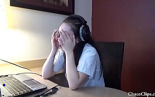 18 year old Lenna Lux masturbating in headphones